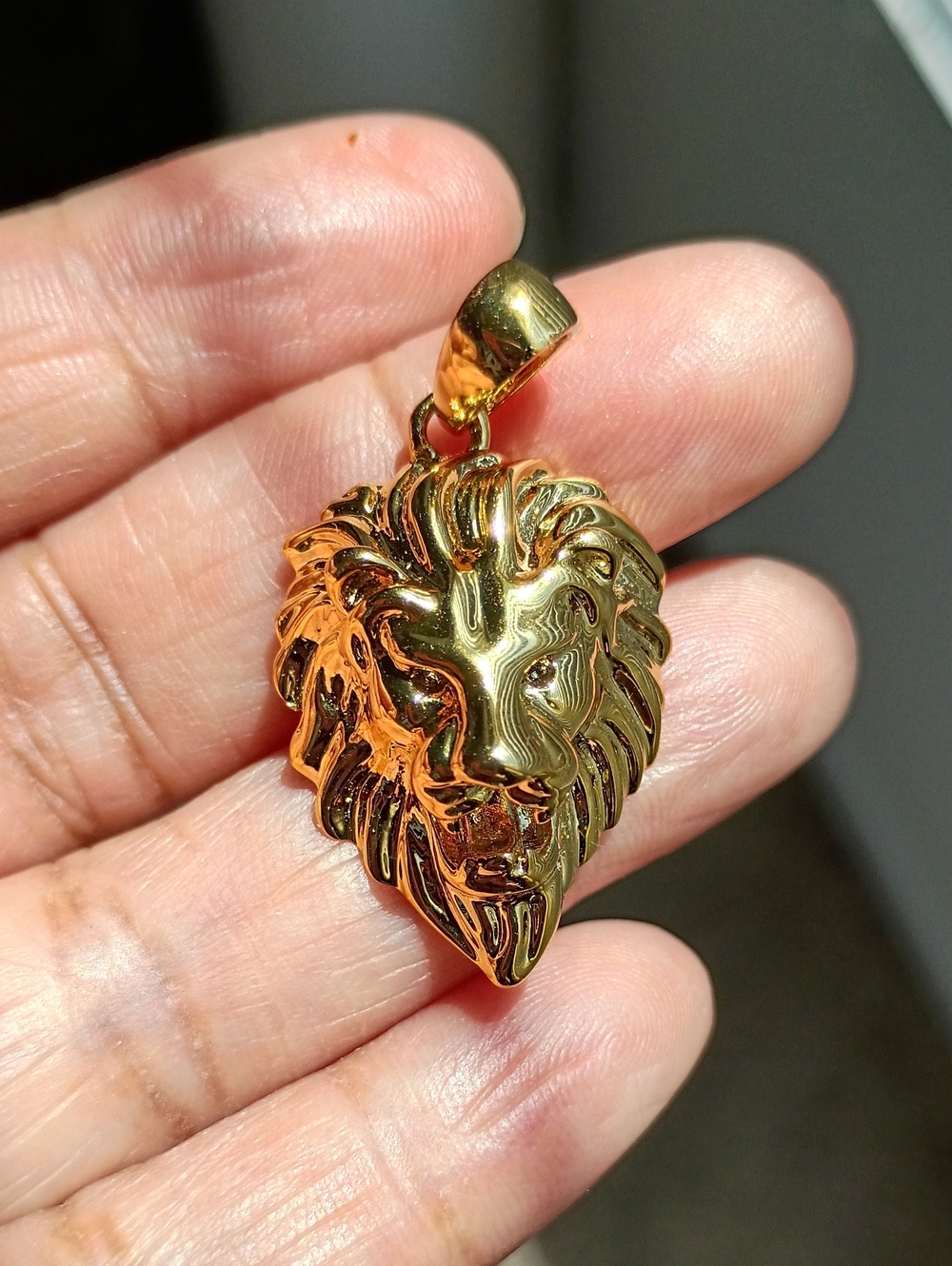 New 18K Gold Plated Lion Head Pendant Necklace